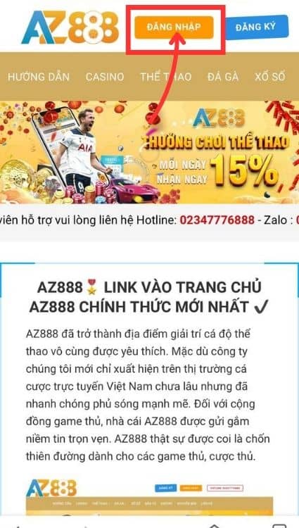 Đăng nhập vào tài khoản AZ888 Đăng nhập vào tài khoản AZ888