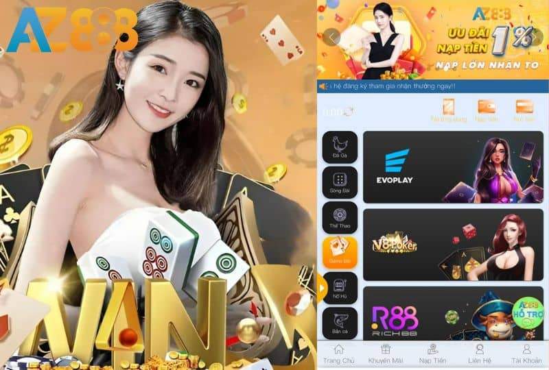 Chọn vào mục "Game Bài" Chọn vào mục "Game Bài"