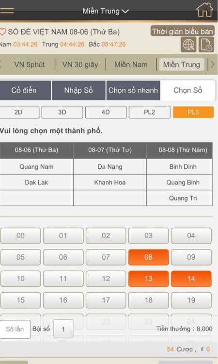 Chọn loại lô xiên và đặt cược Chọn loại lô xiên và đặt cược