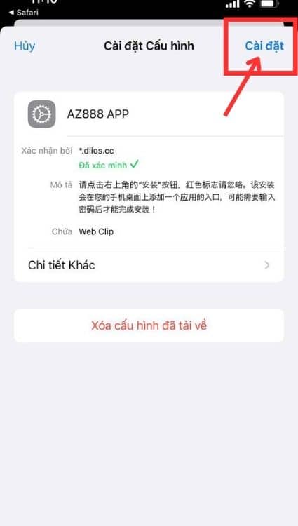 Tại cài đặt cấu hình bạn chỉ cần nhấn vào “cài đặt” Tại cài đặt cấu hình bạn chỉ cần nhấn vào “cài đặt”