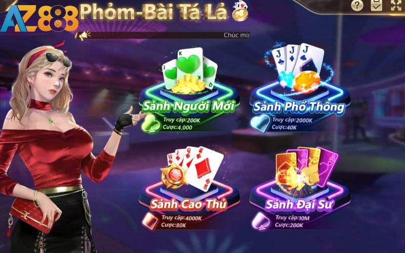 Các phòng chơi bài phỏm online hiện có tại AZ888 Các phòng chơi bài phỏm online hiện có tại AZ888