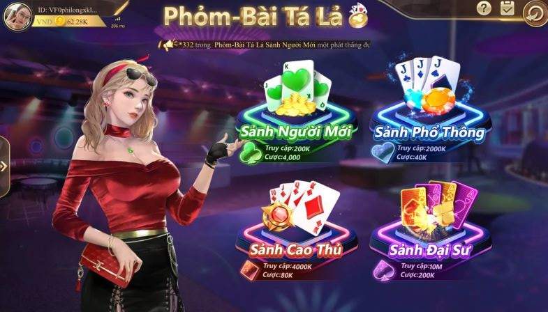 Chọn phòng chơi phù hợp và bắt đầu ván bài Chọn phòng chơi phù hợp và bắt đầu ván bài